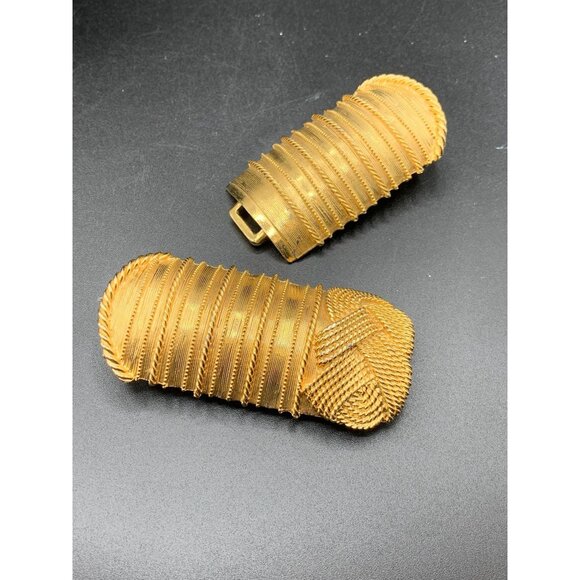 ACCESSOCRAFT NY Belt Buckle Big Bold Matte Gold Statement Buckle Vintage Signed - Picture 3 of 7